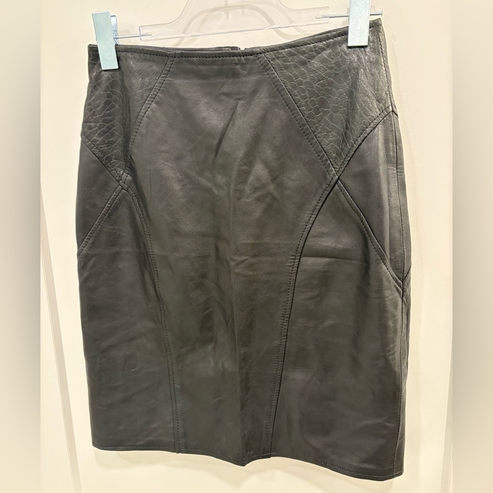 Vintage Soft Black Leather Skirt Size 8